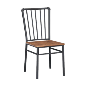 Sillas texturizadas de acero marrón y acabado en madera (juego de 2)